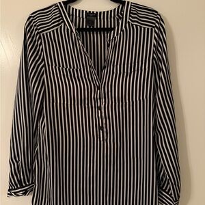 Ann Taylor Black and White Striped Blouse
